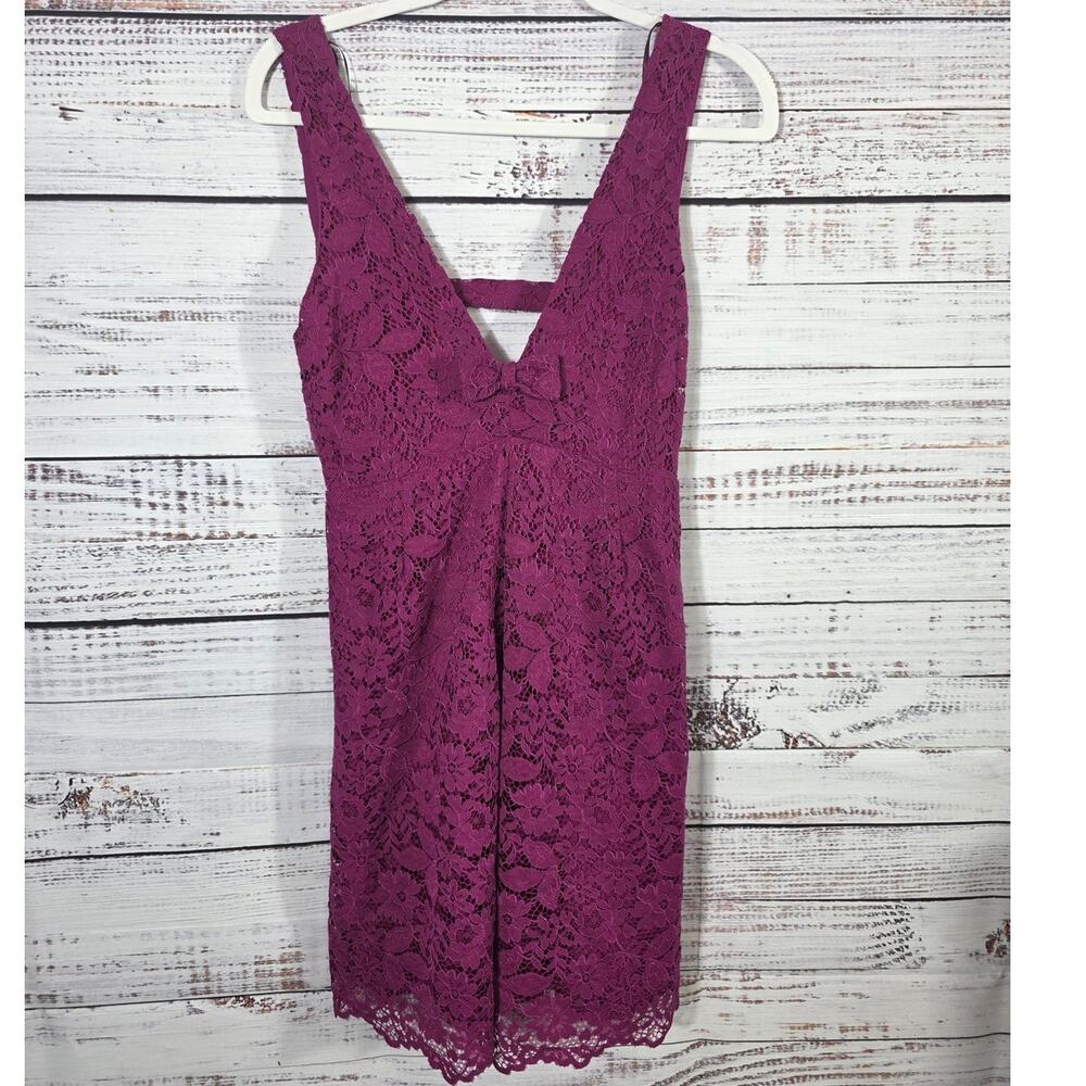 Zara Women's Mini dress pinafore bow size small fuchsia pink floral lace
